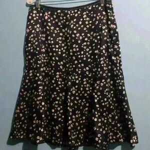 Liz Claiborne size 12 fully lined 100% silk navy blue white knee length skirt